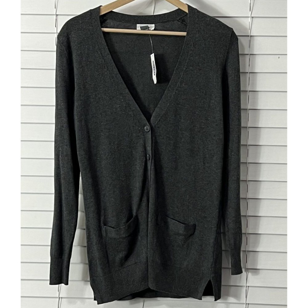 Old Navy Women's Cardigan Sweater Lt Weight V-neck Pockets Sz XS/TP Gray